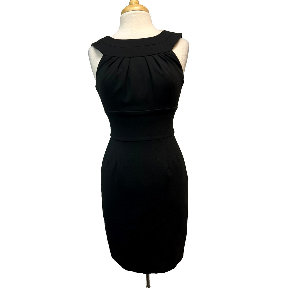 Trina Turk Sheath Dress Black Rayon Blend Sleeveless Scoop Neck Lined SZ 6
